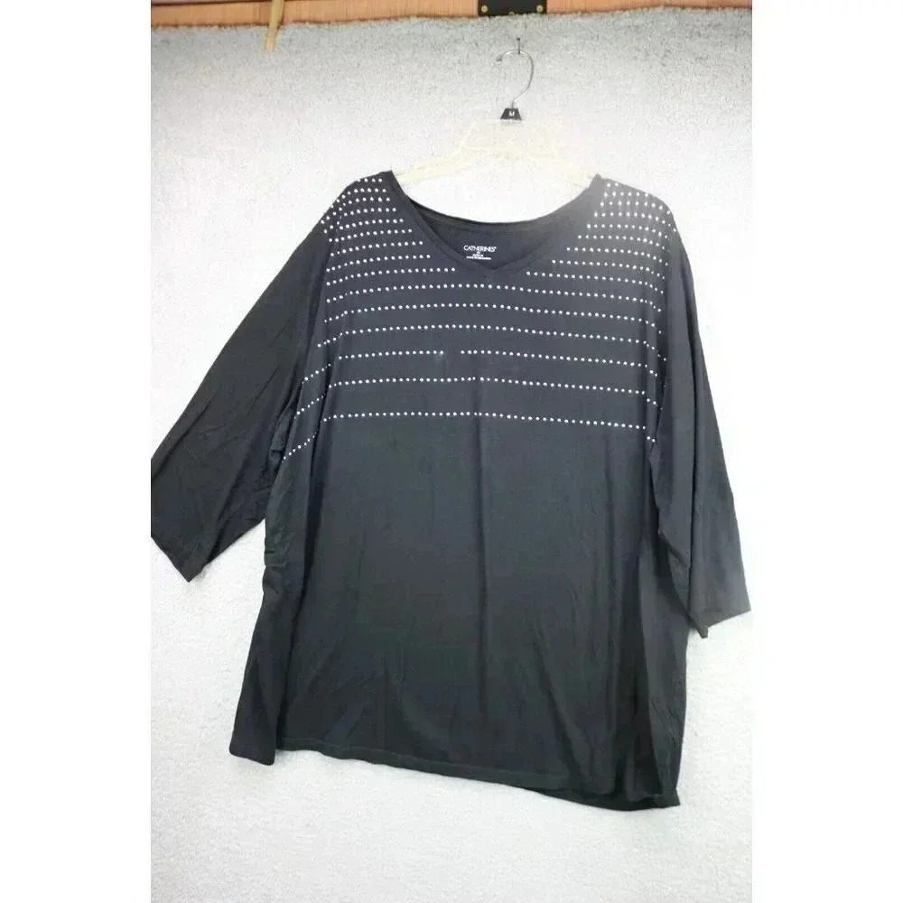 Catherine's Studded Women's Tee-Shirt-Size 3X(26-28W)